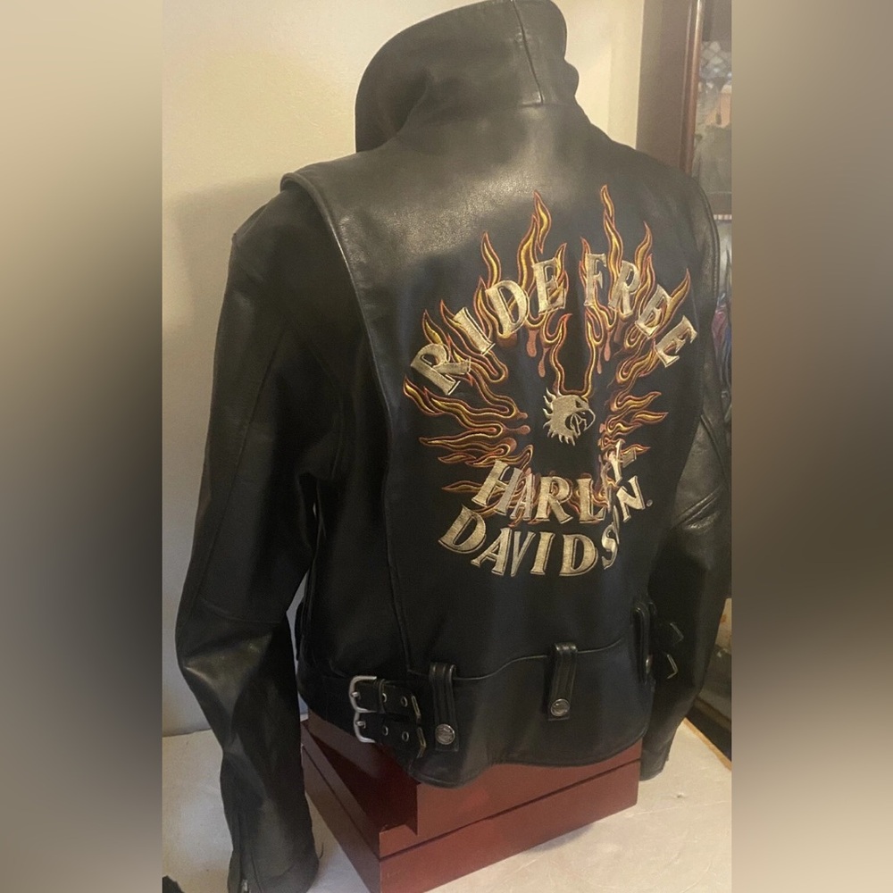 Harley Davidson Ladies XL Vintage Flame Series Leather Jacket